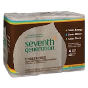 SEVENTH GENERATION SeventhGen, Natural Unbleached 100% Recycled Paper Towel Rolls, 11 X 9, 120 Sh/rl, 6 Rl/pk 13737PK